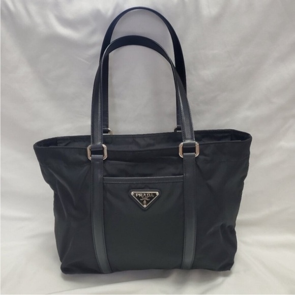 Authentic Prada Tessuto Nylon Tote Bag | Black Triangle Logo | Lampo Zipper - Picture 2 of 15